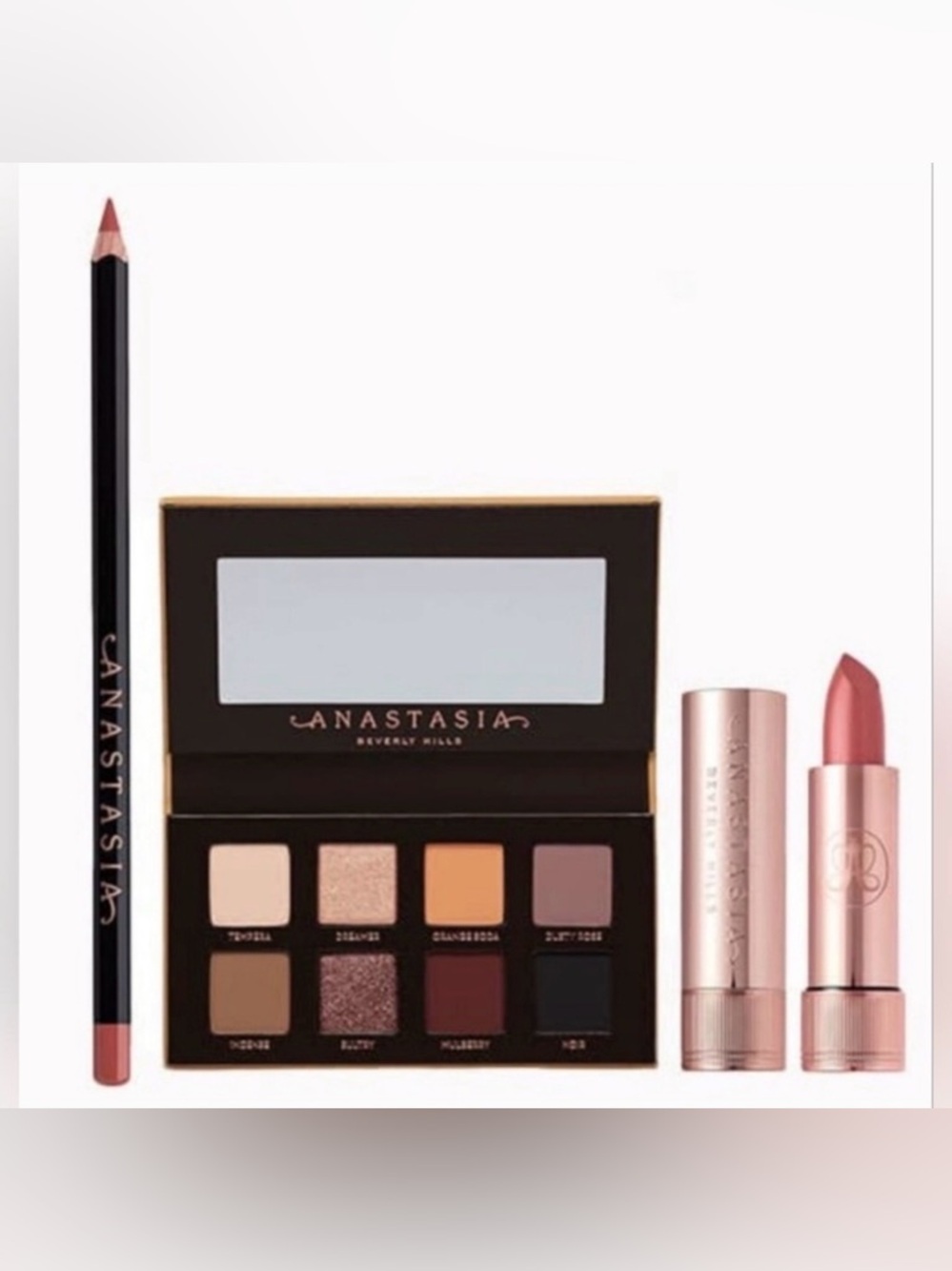 Anastasia Beverly Hills Bundle Soft Glam Dusty Rose Lip Liner Lipstick Brand New